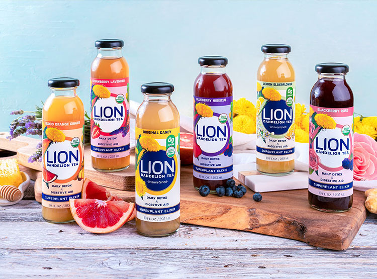 鮮艷的本色和植物插畫(huà)！Lion tea蒲公英茶包裝設(shè)計(jì)